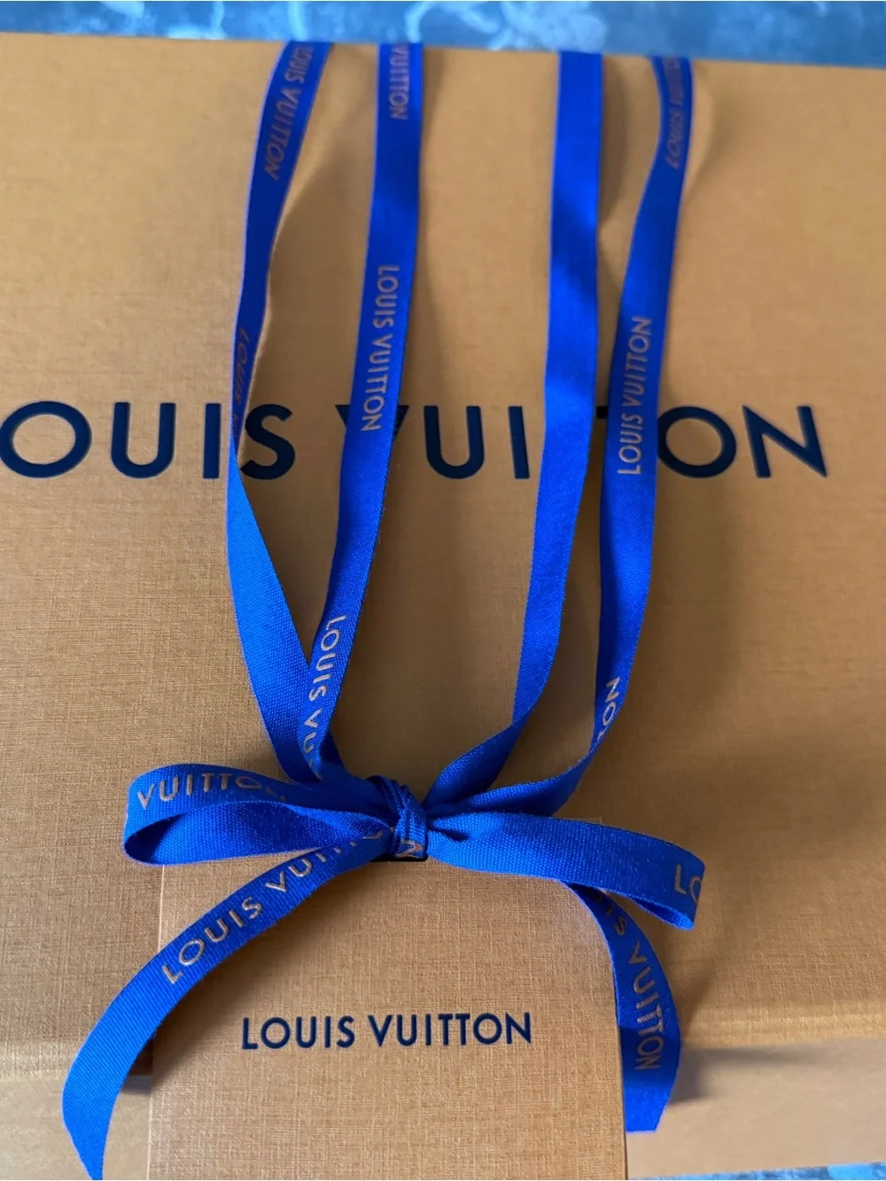 Louis Vuitton Orange Empty Gift Box with LV Blue Logo magnetic close